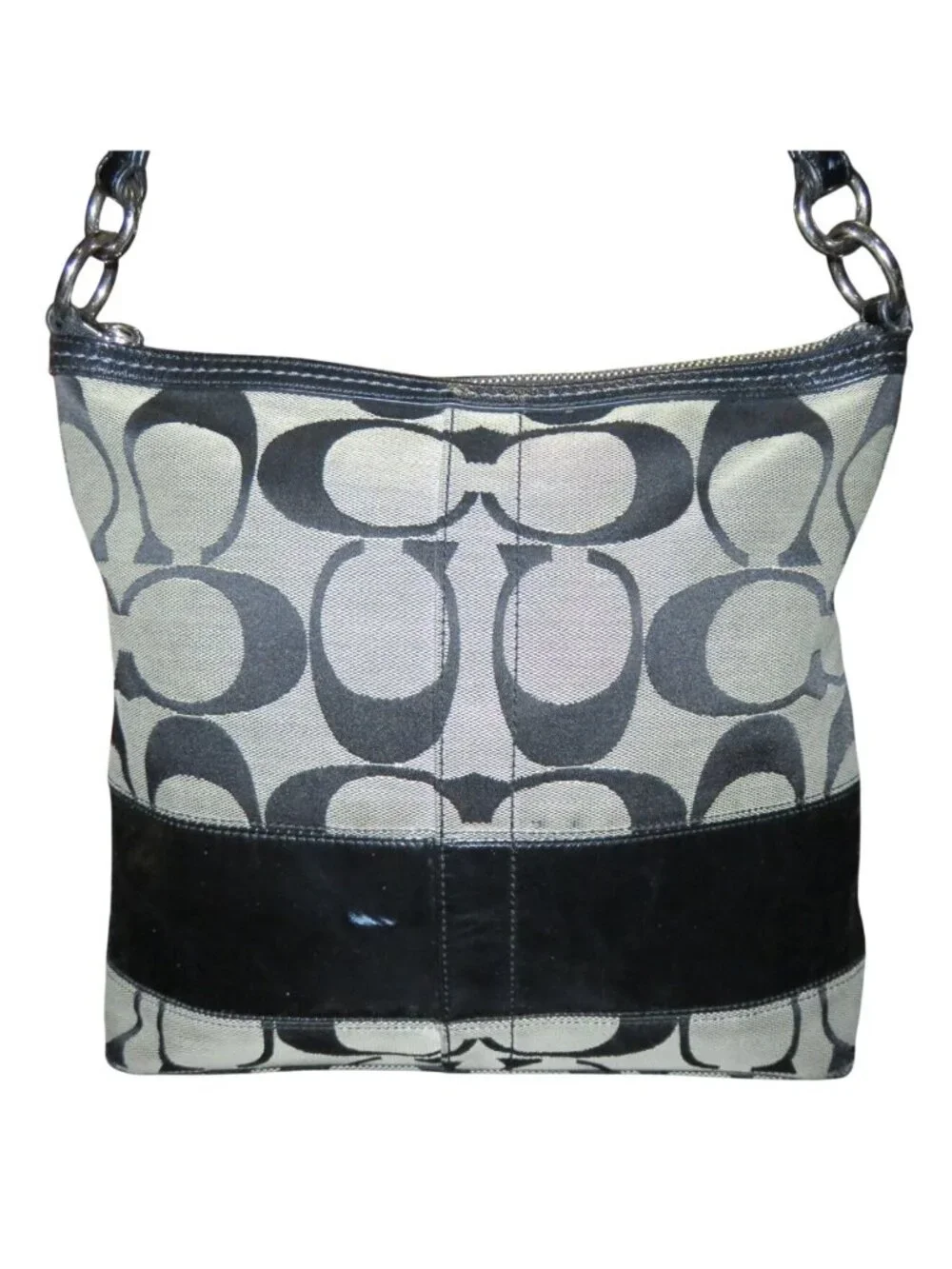 Coach 2008 Cursive Creed Limited Edition Signature Stripe Canvas & Leather Tote - Picture 2 of 9